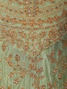 Pastel Green Floral Zari Embroidery and Stone Embellished Design Satin Anarkali Salwar Suit with Matching Dupatta