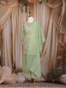 Pastel Green Floral and Sequins Embroidered Tissue Organza Kids Palazzo Suit