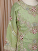 Pastel Green Floral and Sequins Embroidered Tissue Organza Kids Palazzo Suit