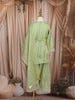 Pastel Green Floral and Sequins Embroidered Tissue Organza Kids Palazzo Suit