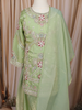 Pastel Green Floral and Sequins Embroidered Tissue Organza Kids Palazzo Suit