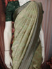 Pastel Green Geometric Zari  Embroidered Design Pure Tussar Party Wear Saree with Contrast Zari Border