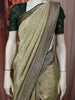 Pastel Green Geometric Zari  Embroidered Design Pure Tussar Party Wear Saree with Contrast Zari Border