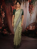 Pastel Green Geometric Zari  Embroidered Design Pure Tussar Party Wear Saree with Contrast Zari Border