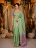 Pastel Green Geometric Zari Woven Design Pure Kanchipuram Silk Saree with Self Woven Border