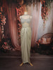 Pastel Green Heavy Mirror and Beads Embroidered Design Shimmer Party Wear Corset Gown with Choker Dupatta