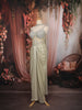 Pastel Green Heavy Mirror and Beads Embroidered Design Shimmer Party Wear Corset Gown with Choker Dupatta