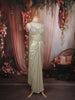 Pastel Green Heavy Mirror and Beads Embroidered Design Shimmer Party Wear Corset Gown with Choker Dupatta