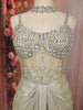 Pastel Green Heavy Mirror and Beads Embroidered Design Shimmer Party Wear Corset Gown with Choker Dupatta
