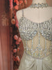 Pastel Green Heavy Mirror and Beads Embroidered Design Shimmer Party Wear Corset Gown with Choker Dupatta