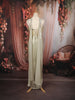 Pastel Green Heavy Mirror and Beads Embroidered Design Shimmer Party Wear Corset Gown with Choker Dupatta