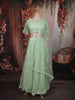 Pastel Green Heavy Sequins Embroidered Design Net Lehenga with Dupatta