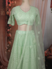 Pastel Green Heavy Sequins Embroidered Design Net Lehenga with Dupatta