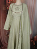 Pastel Green Mirror Embroidered Design Pure Cotton Long Anarkali Gown with Matching Dupatta