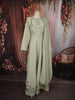 Pastel Green Mirror Embroidered Design Pure Cotton Long Anarkali Gown with Matching Dupatta