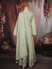 Pastel Green Mirror Embroidered Design Pure Cotton Long Anarkali Gown with Matching Dupatta