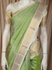 Pastel Green Peacock Butta Zari Woven Design Pure Kanchipuram Silk Saree with Contrast Zari Border