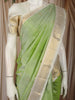 Pastel Green Peacock Butta Zari Woven Design Pure Kanchipuram Silk Saree with Contrast Zari Border