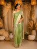 Pastel Green Peacock Butta Zari Woven Design Pure Kanchipuram Silk Saree with Contrast Zari Border