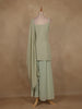 Pastel Green Sequins Design Georgette Palazzo Suit with Dupatta
