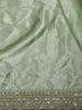 Pastel Green Solid Design Satin Fancy Saree with Sequins Embroidered Border