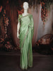 Pastel Green Solid Design Satin Fancy Saree with Sequins Embroidered Border