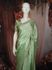 Pastel Green Solid Design Satin Fancy Saree with Sequins Embroidered Border
