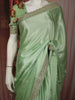Pastel Green Solid Design Satin Fancy Saree with Sequins Embroidered Border