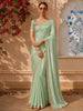 Pastel Green Solid Design Satin Fancy Saree with Sequins Embroidered Border
