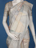 Pastel Grey Geometric Printed Tussar Silk Saree