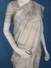 Pastel Grey Geometric Printed Tussar Silk Saree