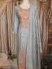 Light Blue Thread Embroidered Design Cotton Straight Cut Salwar Suit