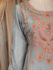 Light Blue Thread Embroidered Design Cotton Straight Cut Salwar Suit
