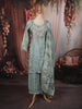 Pastel Ice Blue Abstrat Sequins and Beads Embroidered Design Tissue Straight Cut Salwar Suit with Matching Designer Dupatta