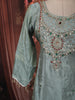 Pastel Ice Blue Abstrat Sequins and Beads Embroidered Design Tissue Straight Cut Salwar Suit with Matching Designer Dupatta