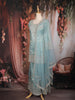 Pastel Ice Blue Floral Sequins and Beads Embroidered Design Tissue Palazzo Suit