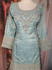 Pastel Ice Blue Floral Sequins and Beads Embroidered Design Tissue Palazzo Suit