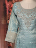 Pastel Ice Blue Floral Sequins and Beads Embroidered Design Tissue Palazzo Suit