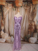 Pastel Lavender Abstract Heavy Sequins Embroidered Design Sequins Fabric Party Wear Corset Fish Cut Gown