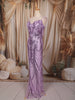 Pastel Lavender Abstract Heavy Sequins Embroidered Design Sequins Fabric Party Wear Corset Fish Cut Gown