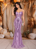 Pastel Lavender Abstract Heavy Sequins Embroidered Design Sequins Fabric Party Wear Corset Fish Cut Gown