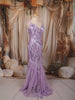 Pastel Lavender Abstract Sequins Embroidered Design Mermaid Sequins Fabric Party Wear Gown