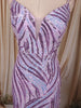 Pastel Lavender Abstract Sequins Embroidered Design Mermaid Sequins Fabric Party Wear Gown