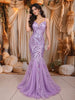 Pastel Lavender Abstract Sequins Embroidered Design Mermaid Sequins Fabric Party Wear Gown