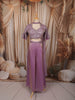 Pastel Lavender Abstract Sequins and Beads Embroidered Design Organza Party Wear Indo Western Palazzo Suit with Matching Choker Dupatta