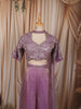Pastel Lavender Abstract Sequins and Beads Embroidered Design Organza Party Wear Indo Western Palazzo Suit with Matching Choker Dupatta