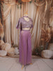 Pastel Lavender Abstract Sequins and Beads Embroidered Design Organza Party Wear Indo Western Palazzo Suit with Matching Choker Dupatta
