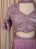 Pastel Lavender Abstract Sequins and Beads Embroidered Design Organza Party Wear Indo Western Palazzo Suit with Matching Choker Dupatta