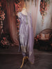 Pastel Lavender Butta Zari Embroidered Design Tissue Silk Straight Cut Salwar Suit with Matching Dupatta