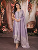 Pastel Lavender Butta Zari Embroidered Design Tissue Silk Straight Cut Salwar Suit with Matching Dupatta